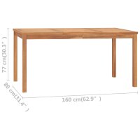 vidaXL Garten-Esstisch 160x80x77 cm Massivholz Teak