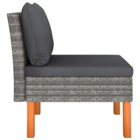 vidaXL Mittelsofa Poly Rattan und Eukalyptus Massivholz