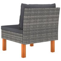 vidaXL Mittelsofa Poly Rattan und Eukalyptus Massivholz