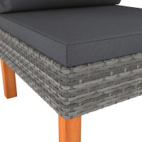 vidaXL Mittelsofa Poly Rattan und Eukalyptus Massivholz