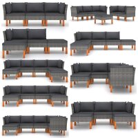 vidaXL Mittelsofa Poly Rattan und Eukalyptus Massivholz