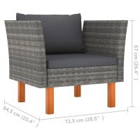 vidaXL Gartensofa Poly Rattan und Eukalyptus Massivholz