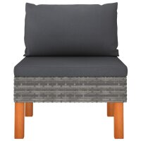 vidaXL Mittelsofas 2 Stk. Poly Rattan und Eukalyptus Massivholz