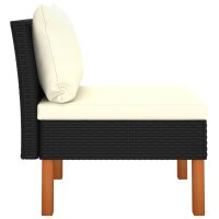 vidaXL Mittelsofas 2 Stk. Poly Rattan und Eukalyptus Massivholz