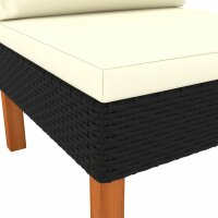 vidaXL Mittelsofas 3 Stk. Poly Rattan und Eukalyptus Massivholz