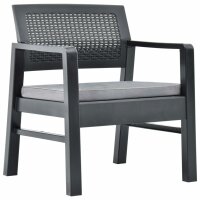 vidaXL 3-tlg. Garten-Lounge-Set mit Auflagen Kunststoff Grau