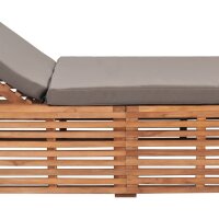 vidaXL Sonnenliege mit Dunkelgrauem Kissen Teak Massivholz