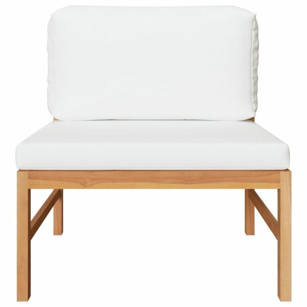 vidaXL Mittelsofa mit Creme Kissen Teak Massivholz