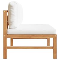 vidaXL Mittelsofa mit Creme Kissen Teak Massivholz