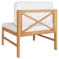 vidaXL Mittelsofa mit Creme Kissen Teak Massivholz