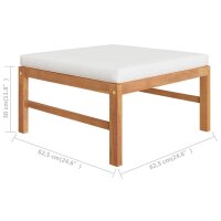 vidaXL Fu&szlig;hocker mit Creme Kissen Massivholz Teak