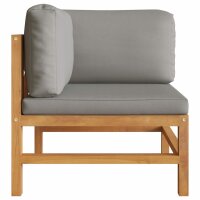 vidaXL Ecksofa 2 Stk. mit Dunkelgrauen Kissen Massivholz Teak