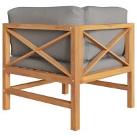 vidaXL Ecksofa 2 Stk. mit Dunkelgrauen Kissen Massivholz Teak