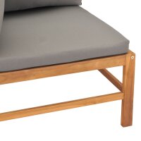 vidaXL Ecksofa 2 Stk. mit Dunkelgrauen Kissen Massivholz Teak