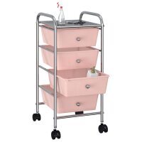 vidaXL Schubladenwagen mit 4 Schubladen Rosa Kunststoff