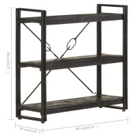 vidaXL Bücherregal 3 Fächer Schwarz 90x30x80 cm Mango Massivholz