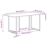 vidaXL Esstisch 160 cm Raues Mangoholz