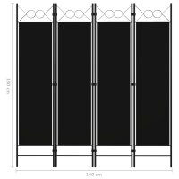 vidaXL 4-tlg. Raumteiler Schwarz 160 x 180 cm