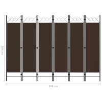 vidaXL 6-tlg. Raumteiler Braun 240 x 180 cm