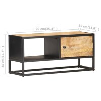 vidaXL TV-Schrank mit Geschnitzter T&uuml;r 90x30x40 cm Raues Mangoholz