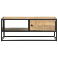 vidaXL Couchtisch mit Geschnitzter T&uuml;r 90x55x36 cm Raues Mangoholz