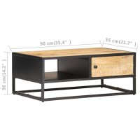 vidaXL Couchtisch mit Geschnitzter T&uuml;r 90x55x36 cm Raues Mangoholz