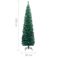 vidaXL Schlanker K&uuml;nstlicher Weihnachtsbaum mit St&auml;nder Gr&uuml;n 180cm PVC