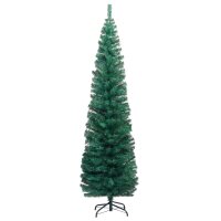 vidaXL Schlanker K&uuml;nstlicher Weihnachtsbaum mit St&auml;nder Gr&uuml;n 210cm PVC