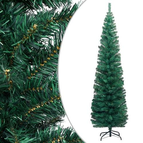 vidaXL Schlanker K&uuml;nstlicher Weihnachtsbaum mit St&auml;nder Gr&uuml;n 240cm PVC