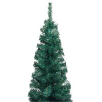 vidaXL Schlanker K&uuml;nstlicher Weihnachtsbaum mit St&auml;nder Gr&uuml;n 240cm PVC