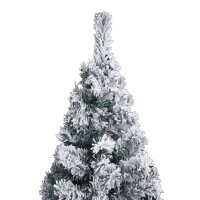 vidaXL Schlanker K&uuml;nstlicher Weihnachtsbaum Beschneit Gr&uuml;n 150 cm PVC