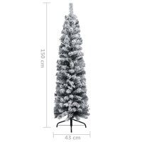 vidaXL Schlanker K&uuml;nstlicher Weihnachtsbaum Beschneit Gr&uuml;n 150 cm PVC