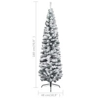 vidaXL Schlanker K&uuml;nstlicher Weihnachtsbaum Beschneit Gr&uuml;n 180 cm PVC