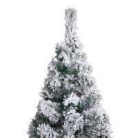 vidaXL Schlanker K&uuml;nstlicher Weihnachtsbaum Beschneit Gr&uuml;n 210 cm PVC