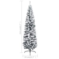 vidaXL Schlanker K&uuml;nstlicher Weihnachtsbaum Beschneit Gr&uuml;n 210 cm PVC