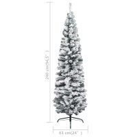 vidaXL Schlanker K&uuml;nstlicher Weihnachtsbaum Beschneit Gr&uuml;n 240 cm PVC