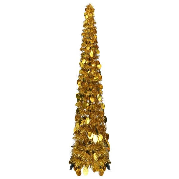 vidaXL K&uuml;nstlicher Pop-Up-Weihnachtsbaum Golden 120 cm PET