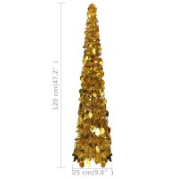 vidaXL K&uuml;nstlicher Pop-Up-Weihnachtsbaum Golden 120 cm PET