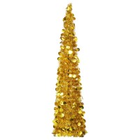 vidaXL K&uuml;nstlicher Pop-Up-Weihnachtsbaum Golden 150 cm PET