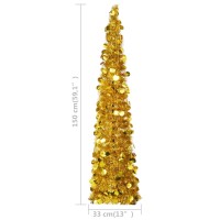 vidaXL K&uuml;nstlicher Pop-Up-Weihnachtsbaum Golden 150 cm PET