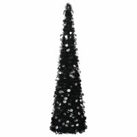 vidaXL K&uuml;nstlicher Pop-Up-Weihnachtsbaum Schwarz 150 cm PET