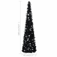 vidaXL K&uuml;nstlicher Pop-Up-Weihnachtsbaum Schwarz 180 cm PET