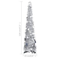 vidaXL K&uuml;nstlicher Pop-Up-Weihnachtsbaum Silbern 120 cm PET