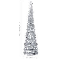 vidaXL K&uuml;nstlicher Pop-Up-Weihnachtsbaum Silbern 150 cm PET