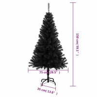 vidaXL K&uuml;nstlicher Weihnachtsbaum mit St&auml;nder Schwarz 150 cm PVC