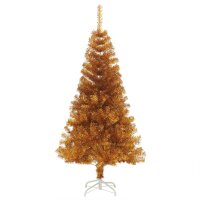 vidaXL K&uuml;nstlicher Weihnachtsbaum mit St&auml;nder Golden 150 cm PET