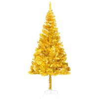 vidaXL K&uuml;nstlicher Weihnachtsbaum mit St&auml;nder Golden 180 cm PET