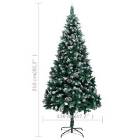 vidaXL K&uuml;nstlicher Weihnachtsbaum mit Zapfen und Schnee 210 cm