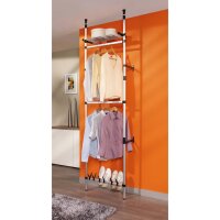 vidaXL Teleskop-Garderobe mit Stangen und Regal Aluminium