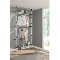 vidaXL Teleskop-Garderobe mit Stangen und Regal Aluminium